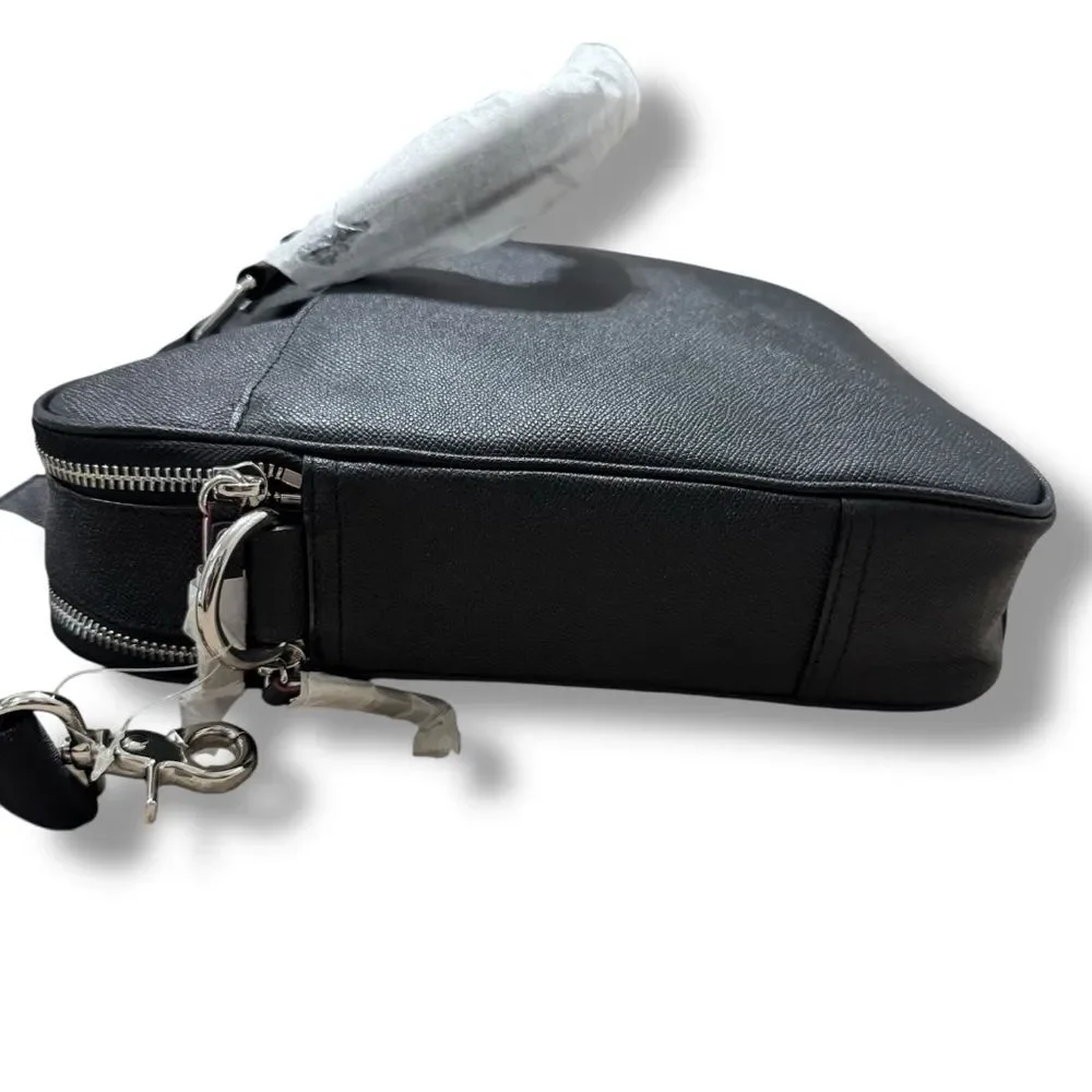 Cole Haan Black Leather Slim Laptop Briefcase Business Travel Ready